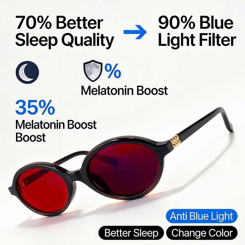 Gaming Glasses Tinted - Óculos ovais com filtro de luz