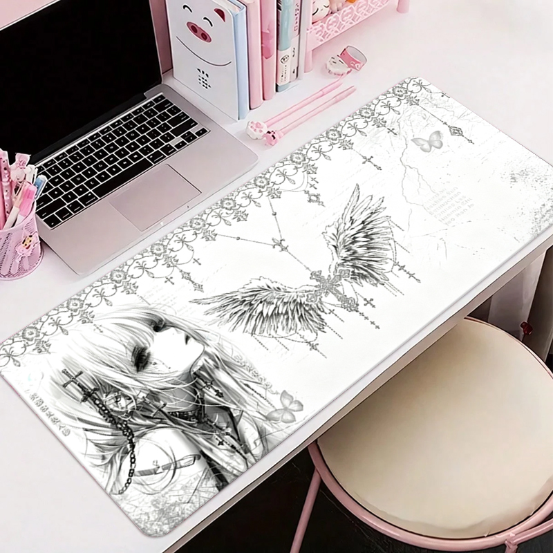 Gaming Accessories Setup - Mousepad de Couro Preto e Branco
